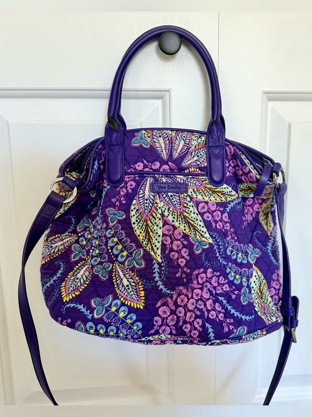 Vera Bradley Purple Floral Quilted Tote Satchel